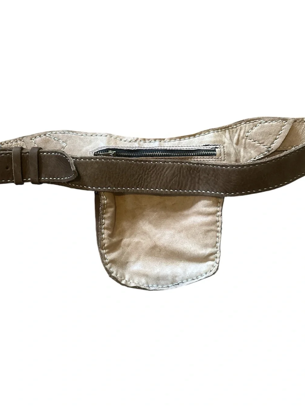 Handcrafted Brown Leather Belt Bag with Gem Accent
